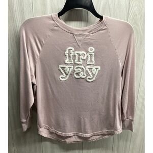 SECRET TREASURES Women's (Size S) Long Sleeve‎ Crew Neck Lounge Shirt Fri Yay